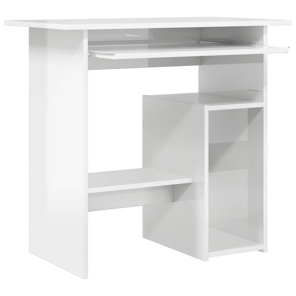 Scrivania Bianco Lucido 80x45x74 cm in Legno Multistrato - homemem39