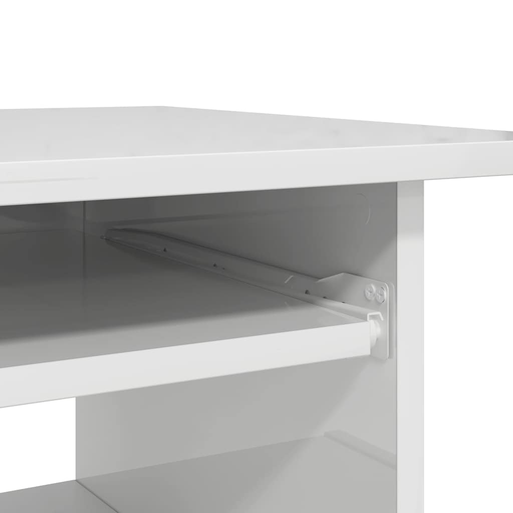 Scrivania Bianco Lucido 80x45x74 cm in Legno Multistrato - homemem39