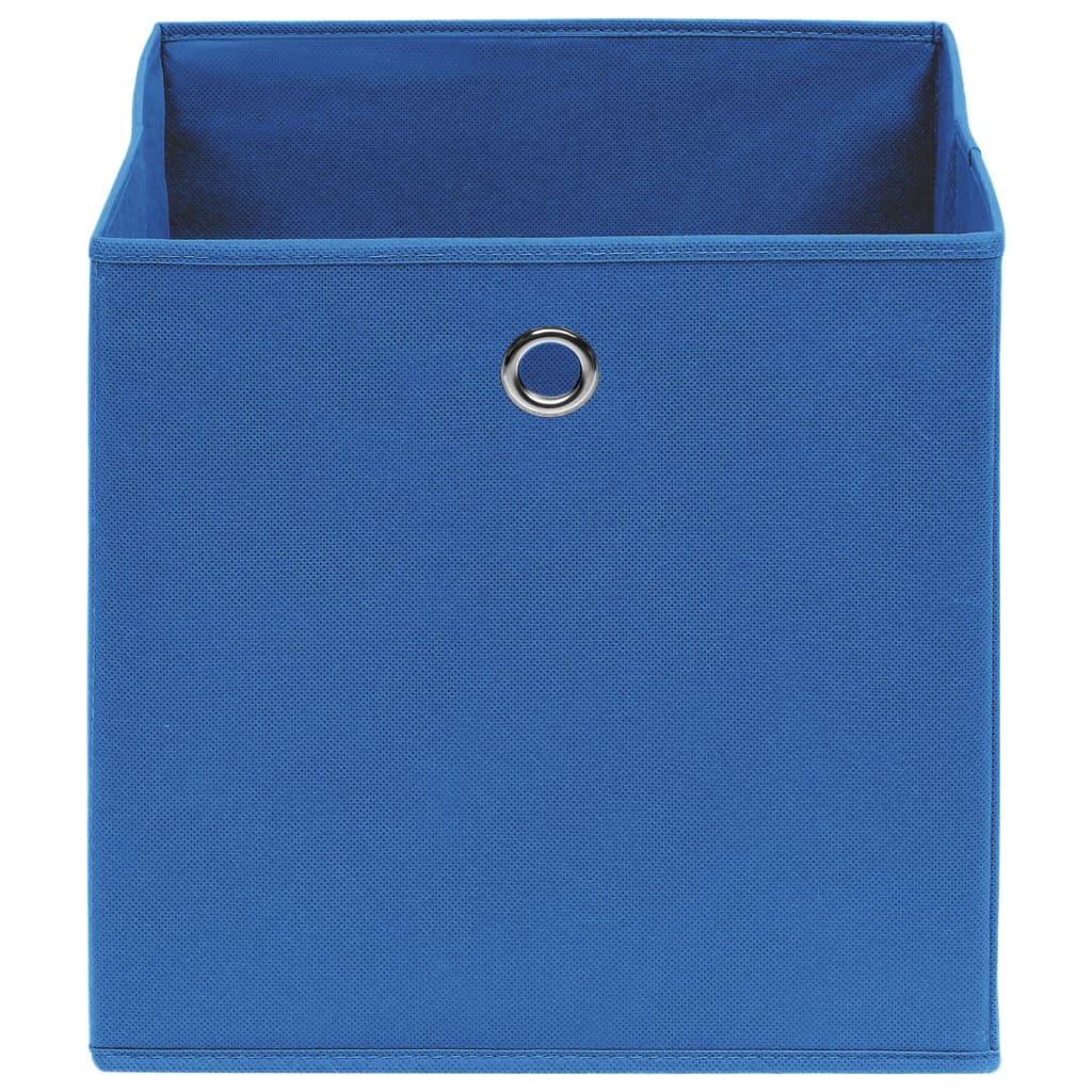 Scatole Portaoggetti con Coperchi 10pz Blu 32x32x32 cm Tessuto