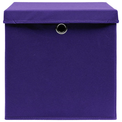 Scatole Portaoggetti con Coperchi 4pz Viola 32x32x32cm Tessuto - homemem39