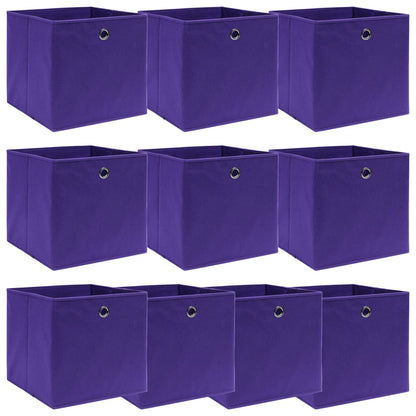 Scatole Portaoggetti 10pz Viola 32x32x32 cm Tessuto