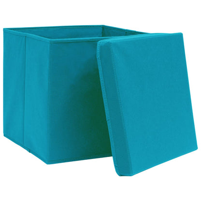 Scatole con Coperchi 10pz Azzurre 32x32x32 cm Tessuto - homemem39