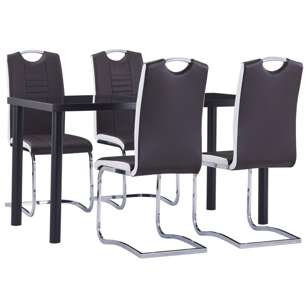 Set Sala da Pranzo 5 pz in Similpelle Marrone - homemem39