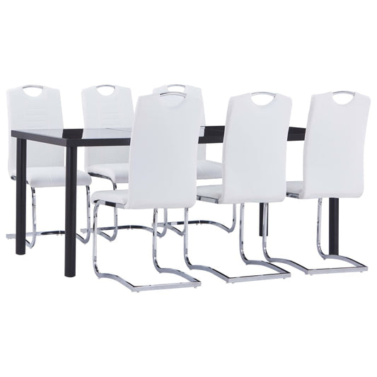 Set Sala da Pranzo 7 pz in Similpelle Bianco - homemem39