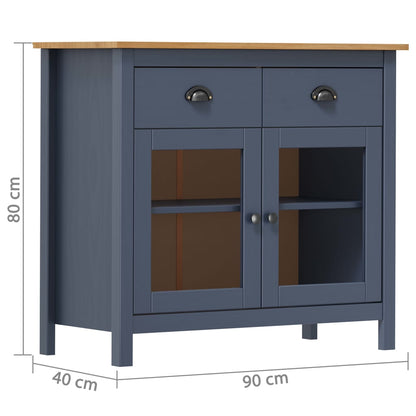 Credenza Hill Grigia 90x40x80 cm in Legno Massello di Pino - homemem39