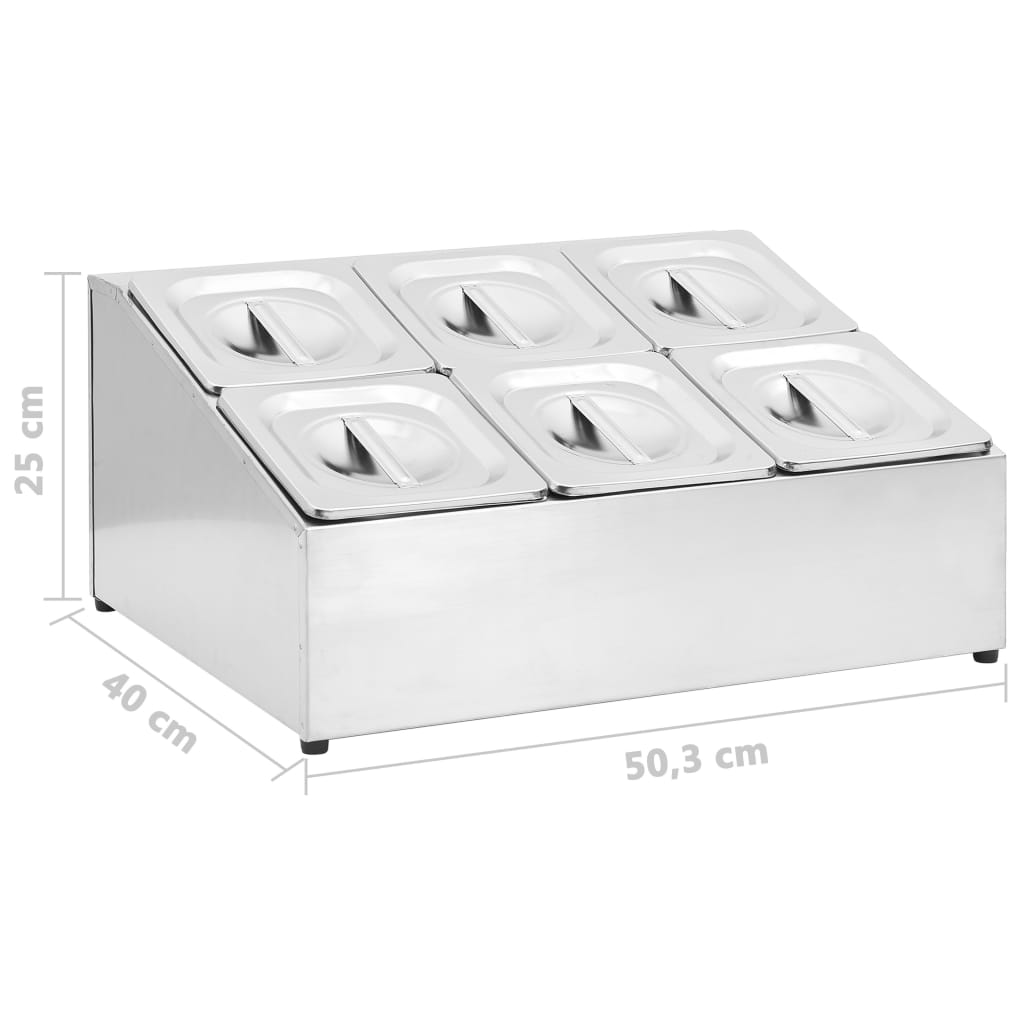 Supporto Gastronorm con 6 Contenitori GN 1/6 in Acciaio Inox - homemem39