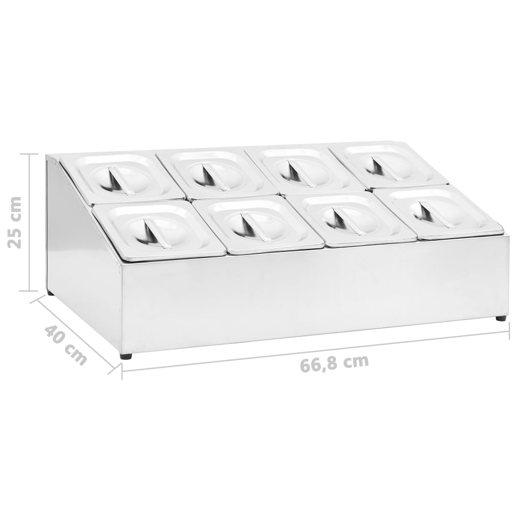 Supporto Gastronorm con 8 Contenitori GN 1/6 in Acciaio Inox - homemem39