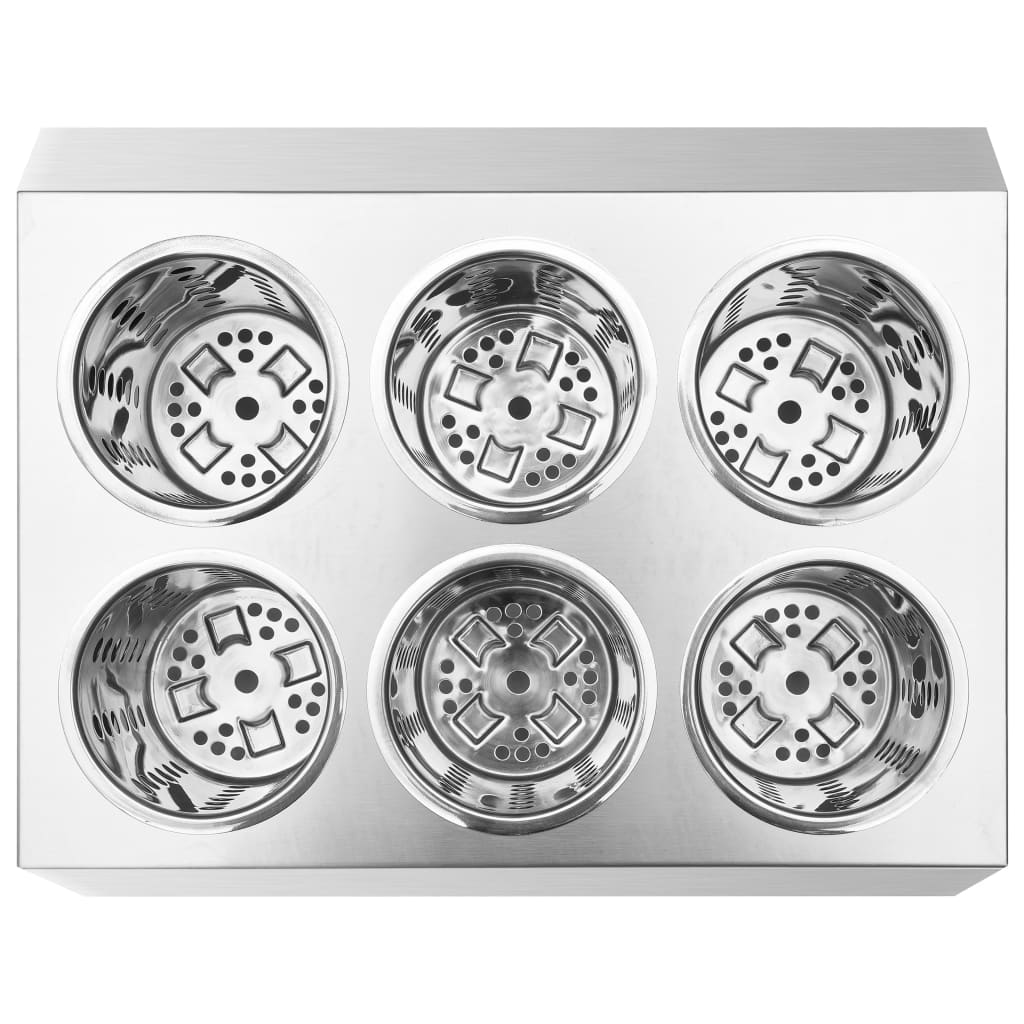 Portaposate con 6 Inserti Quadrato in Acciaio Inox - homemem39