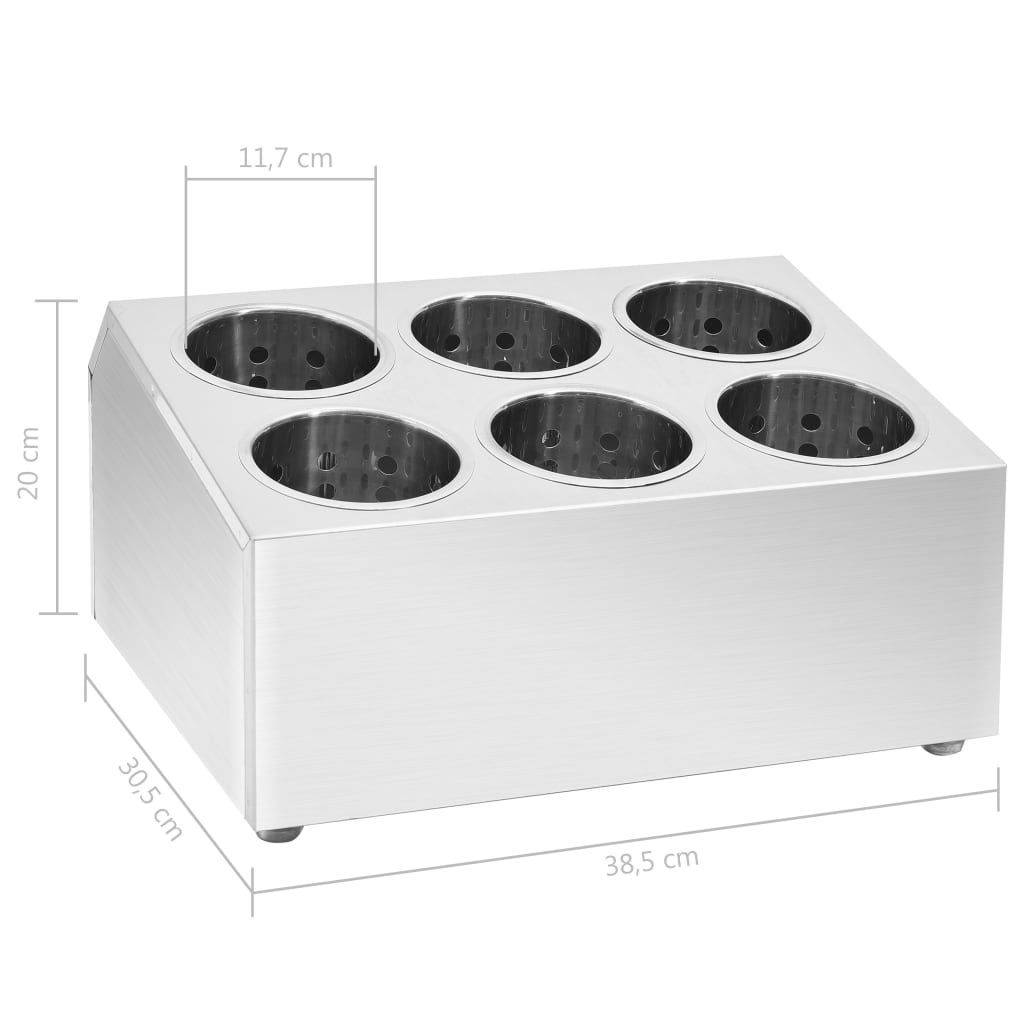 Portaposate con 6 Inserti Quadrato in Acciaio Inox - homemem39