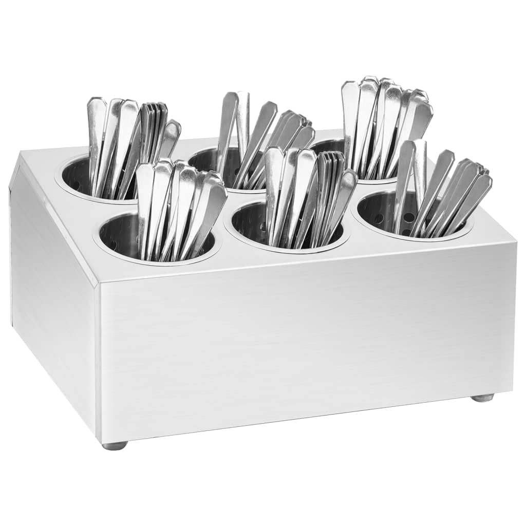 Portaposate con 6 Inserti Quadrato in Acciaio Inox - homemem39