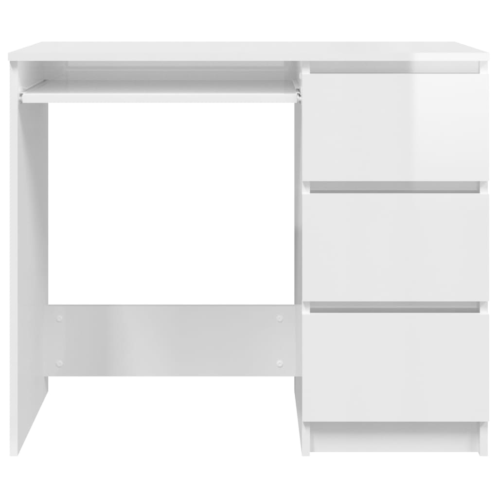 Scrivania Bianco Lucido 90x45x76 cm in Legno Multistrato - homemem39