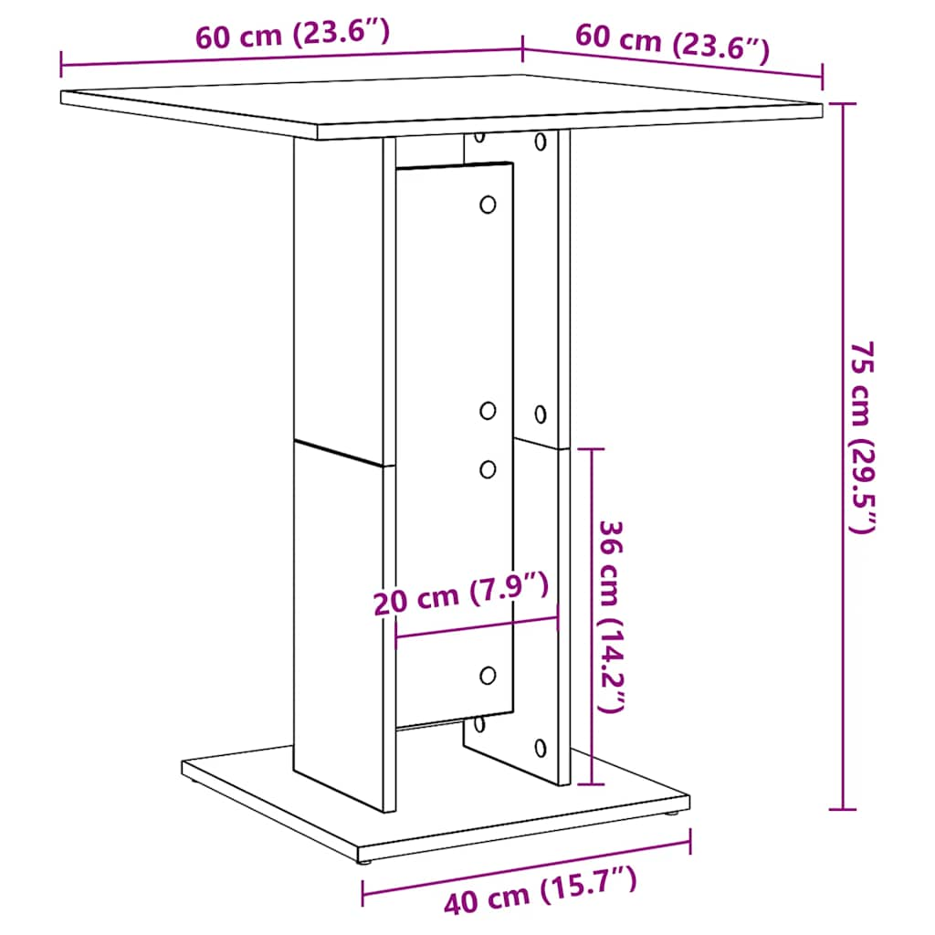 Tavolo da Bistrot Nero 60x60x75 cm in Legno Multistrato - homemem39