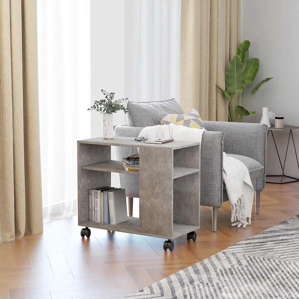 Tavolino Grigio Cemento 70x35x55 cm in Legno Multistrato - homemem39