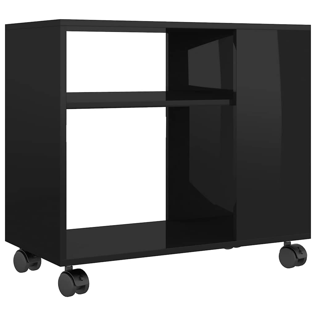 Tavolino da Salotto Nero Lucido 70x35x55cm in Legno Multistrato