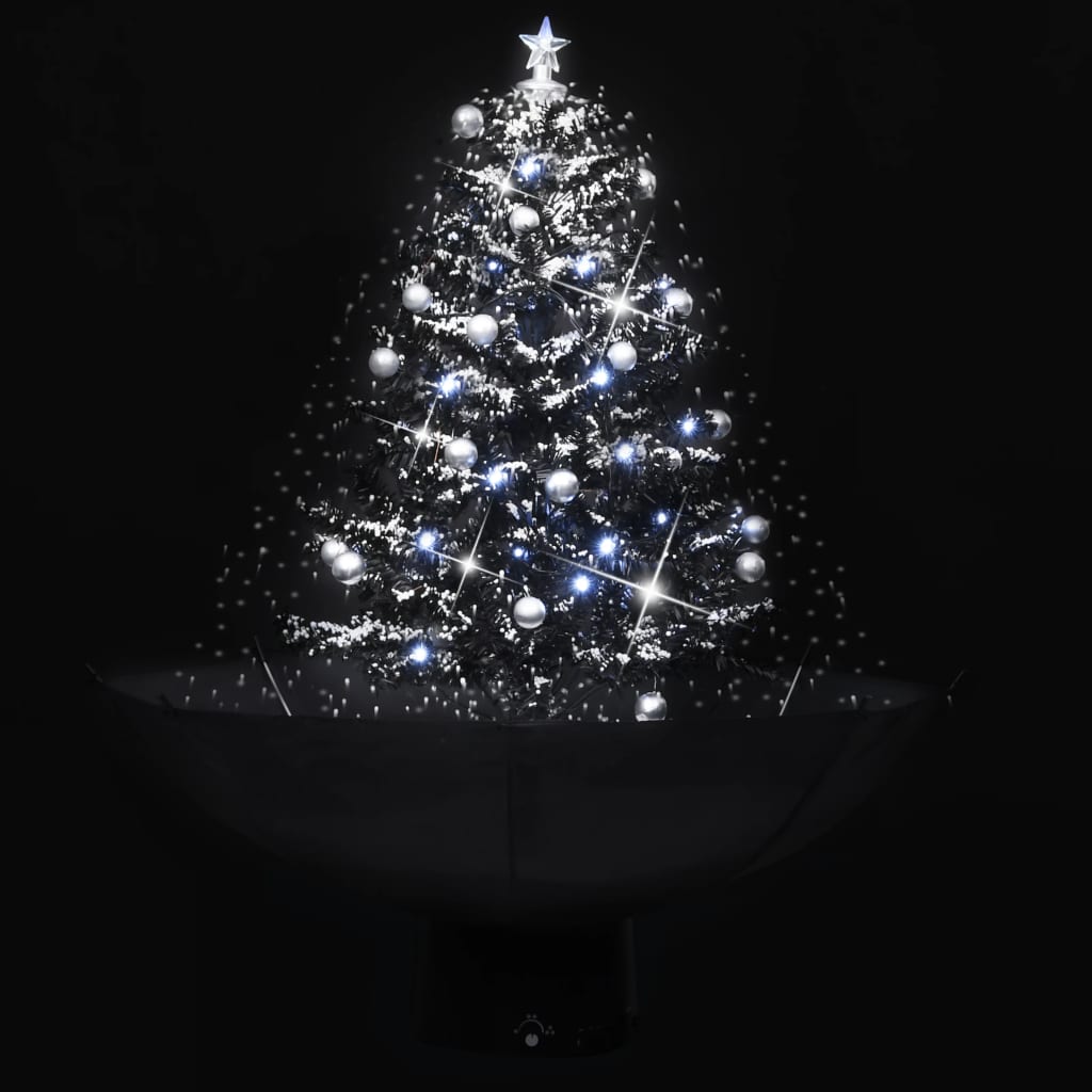 Albero di Natale con Nevicata e Base ad Ombrello Nero 75 cm PVC - homemem39