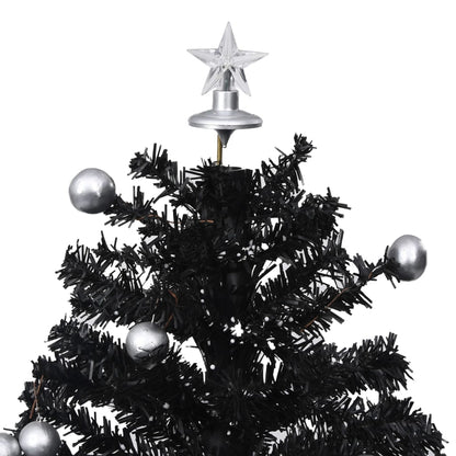 Albero di Natale con Nevicata e Base ad Ombrello Nero 75 cm PVC