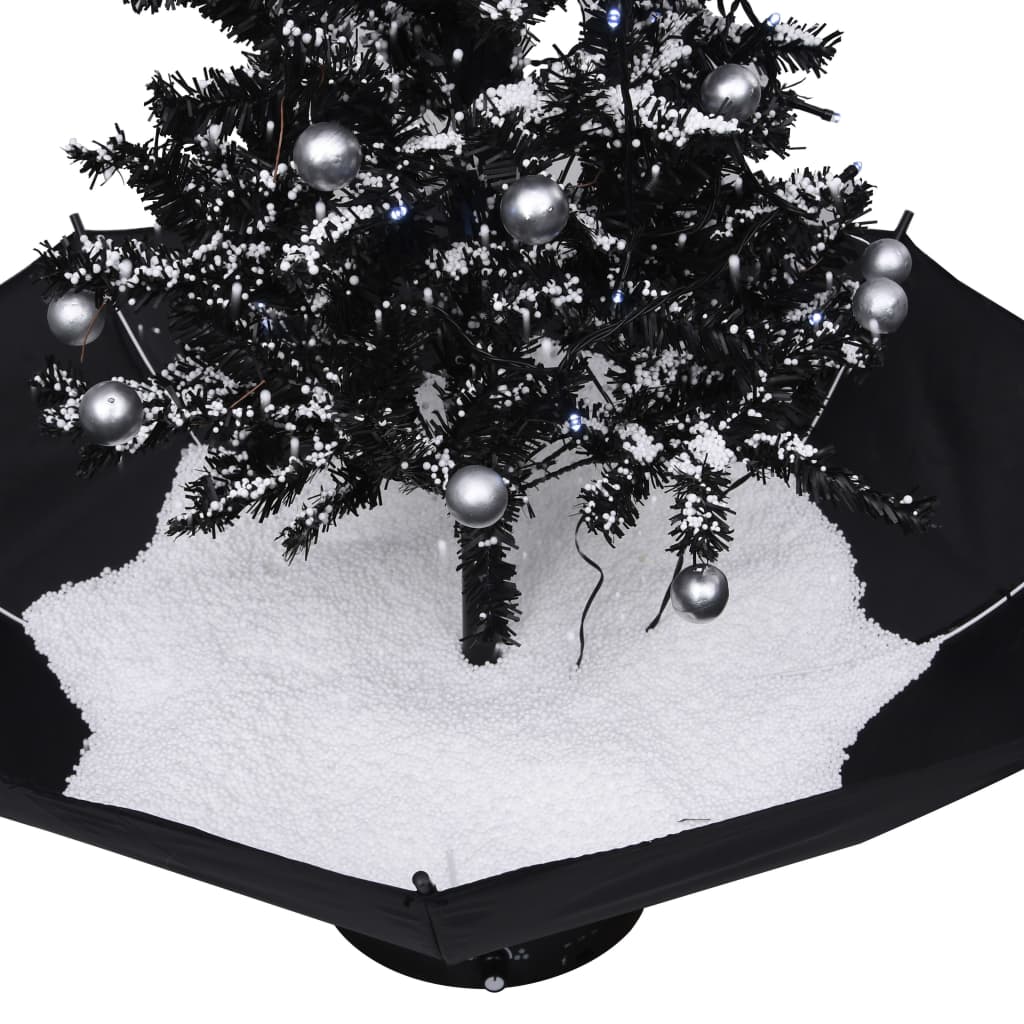 Albero di Natale con Nevicata e Base ad Ombrello Nero 75 cm PVC - homemem39