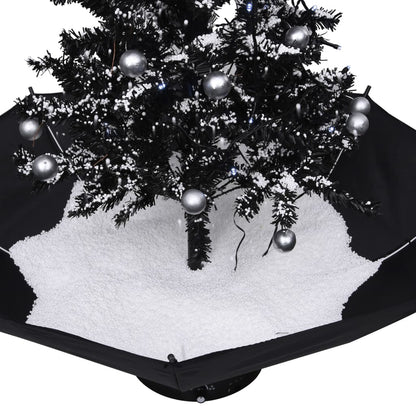 Albero di Natale con Nevicata e Base ad Ombrello Nero 75 cm PVC