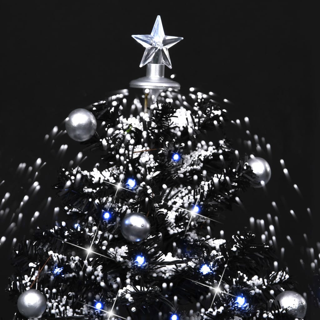 Albero di Natale con Nevicata e Base ad Ombrello Nero 75 cm PVC