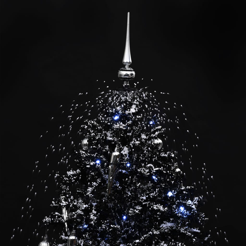 Albero di Natale con Nevicata e Base ad Ombrello Nero 140cm PVC