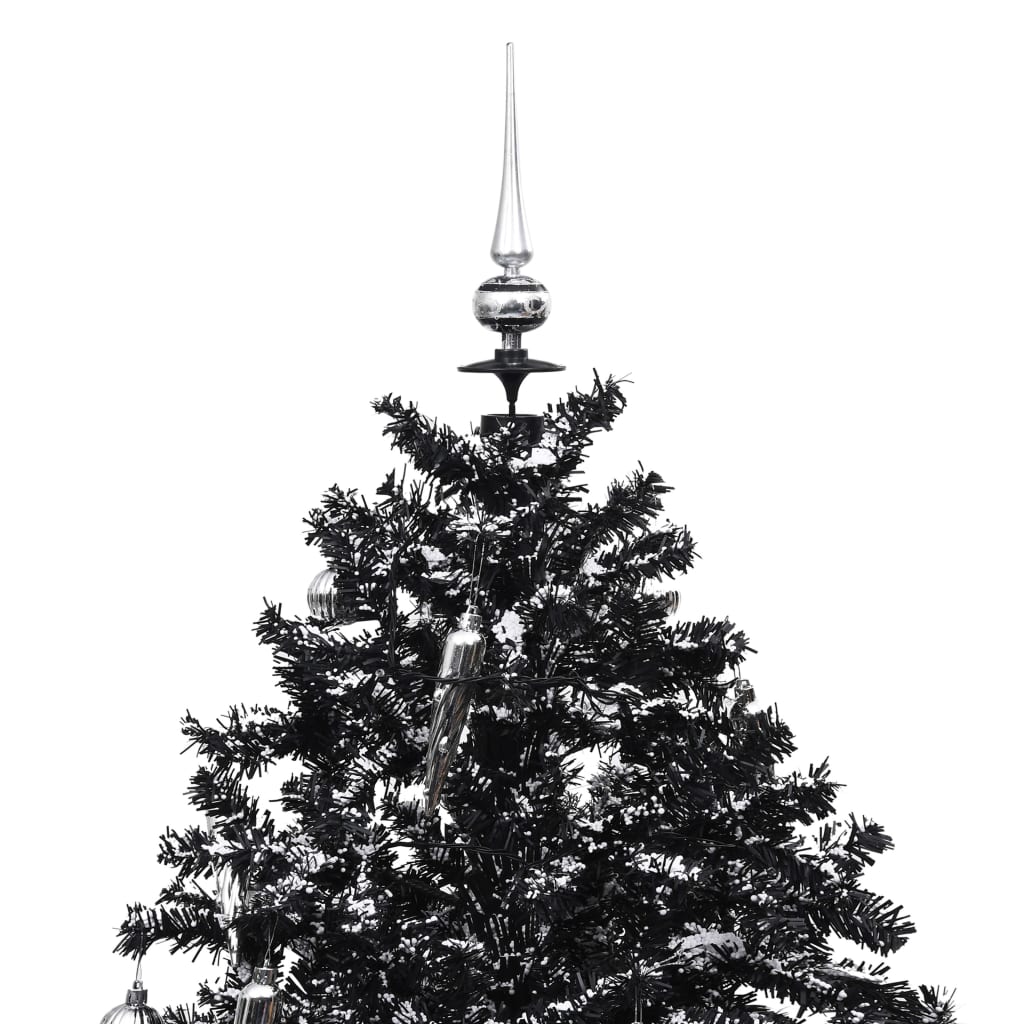 Albero di Natale con Nevicata e Base ad Ombrello Nero 170cm PVC - homemem39