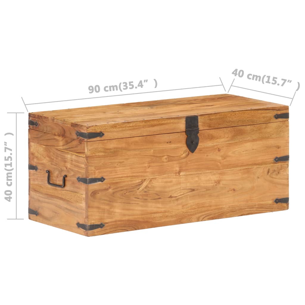 Baule 90x40x40 cm in Legno Massello di Acacia - homemem39