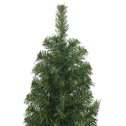 Albero di Natale Artificiale Sottile con Base Verde 210 cm PVC