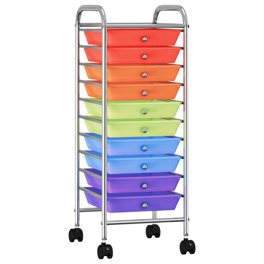 Carrello Portaoggetti con 10 Cassetti Multicolore in Plastica