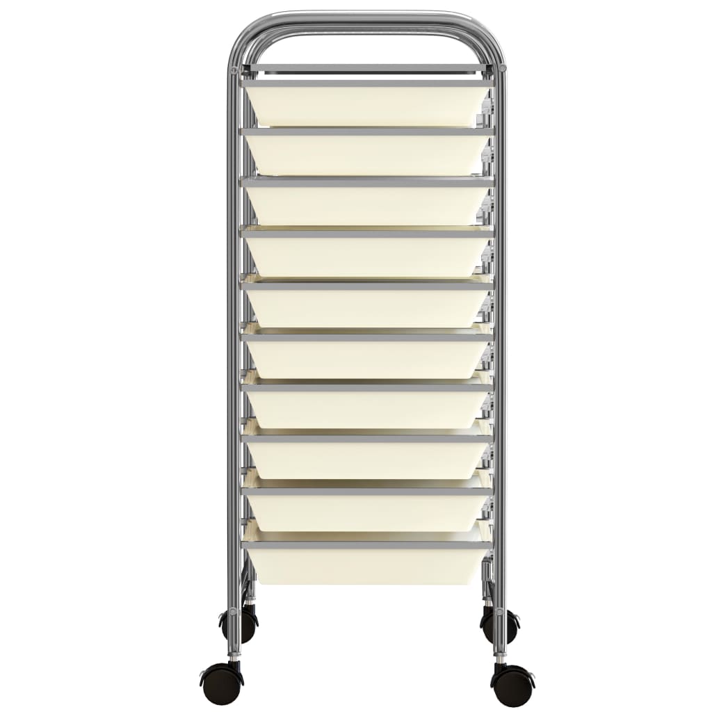 Carrello Portaoggetti XXL con 15 Cassetti Bianco in Plastica