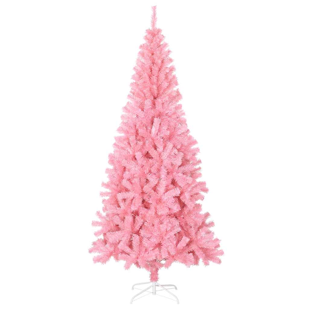 Albero di Natale Artificiale Sottile con Base Rosa 180 cm PVC