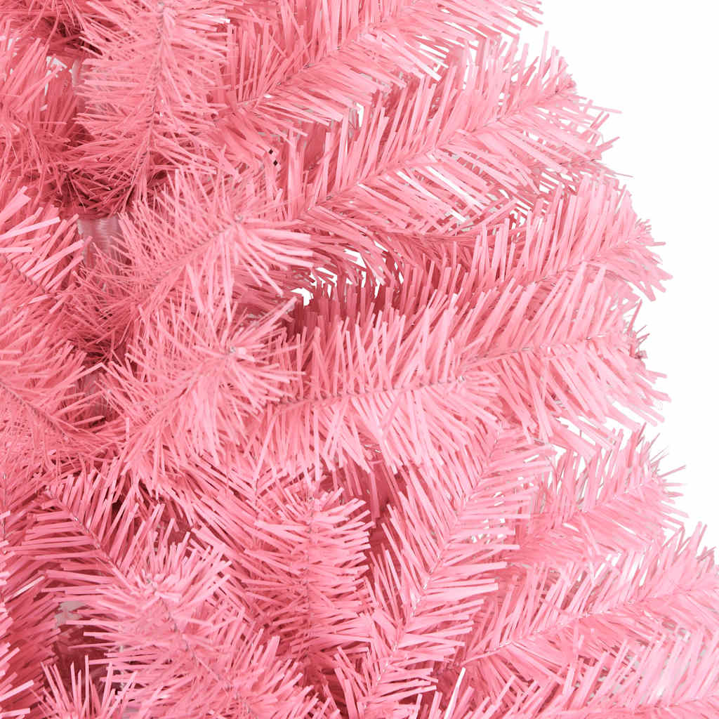 Albero di Natale Artificiale Sottile con Base Rosa 210 cm PVC - homemem39