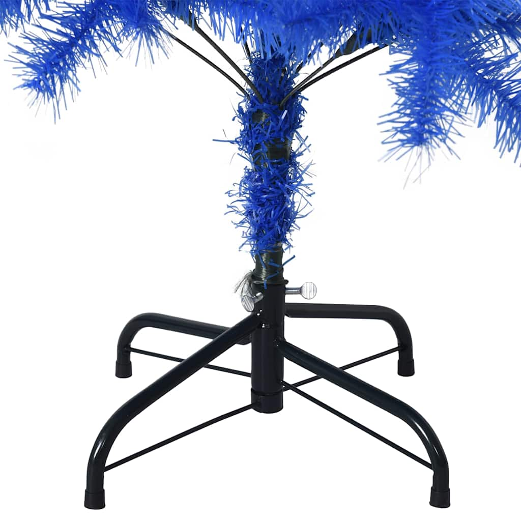 Albero di Natale Artificiale Sottile con Base Blu 150 cm PVC