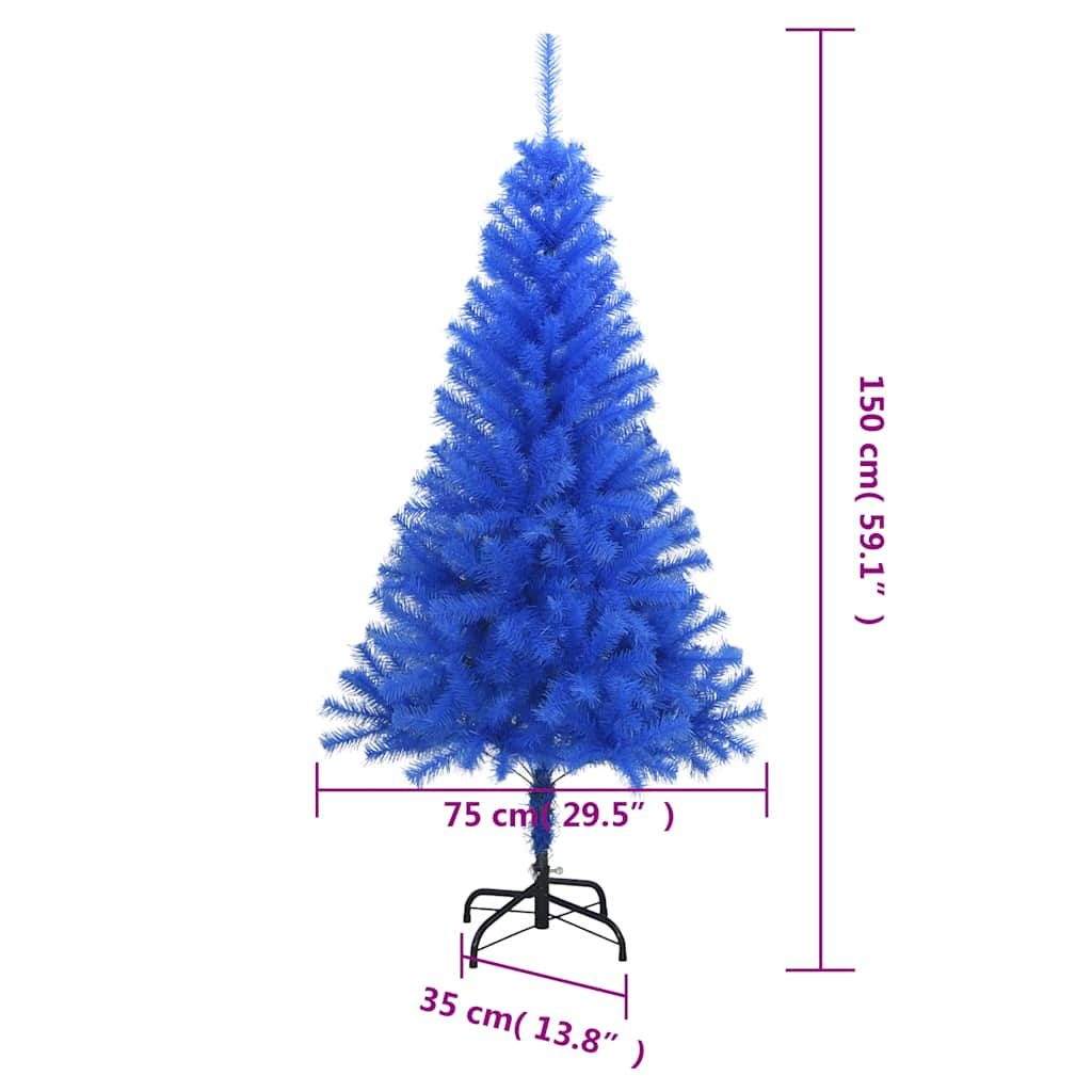 Albero di Natale Artificiale Sottile con Base Blu 150 cm PVC - homemem39