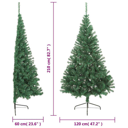 Albero di Natale Artificiale Metà con Supporto Verde 210 cm PVC - homemem39