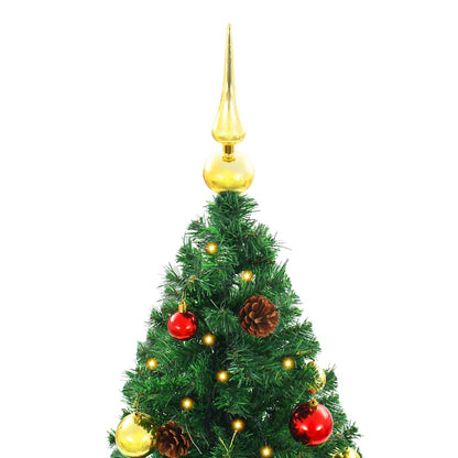 Albero di Natale Preilluminato con Palline Verde 150 cm