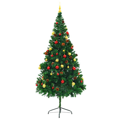 Albero di Natale Preilluminato con Palline Verde 210 cm - homemem39