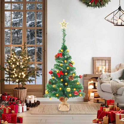 Albero di Natale Preilluminato con Palline Verde 64 cm