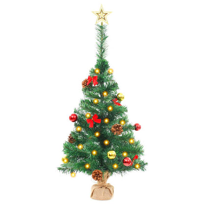 Albero di Natale Preilluminato con Palline Verde 64 cm