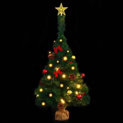 Albero di Natale Preilluminato con Palline Verde 64 cm