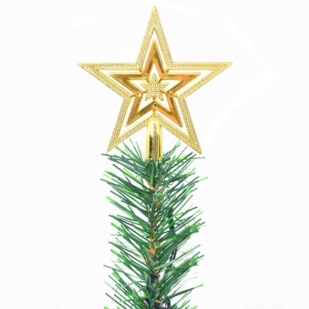 Albero di Natale Preilluminato con Palline Verde 64 cm