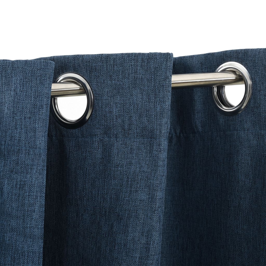 Tenda Oscurante Effetto Lino con Occhielli Blue 290x245cm - homemem39