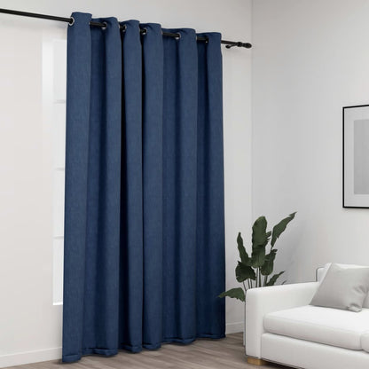 Tenda Oscurante Effetto Lino con Occhielli Blue 290x245cm - homemem39
