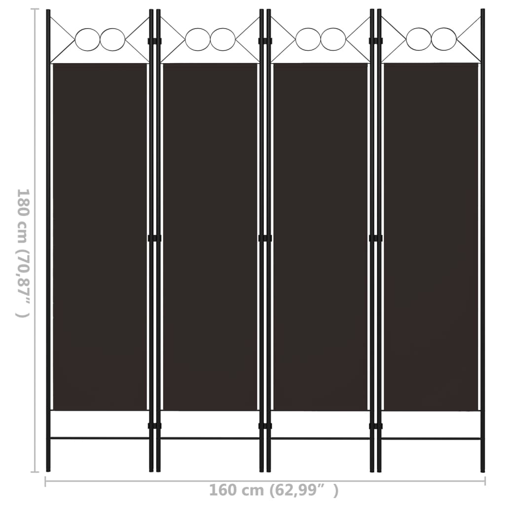 Paravento a 4 Pannelli Marrone 160x180 cm - homemem39
