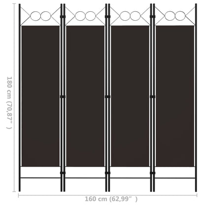 Paravento a 4 Pannelli Marrone 160x180 cm - homemem39