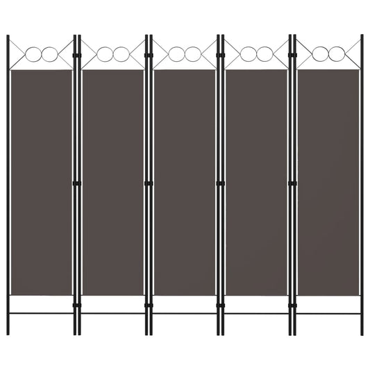 Paravento a 5 Pannelli Antracite 200x180 cm