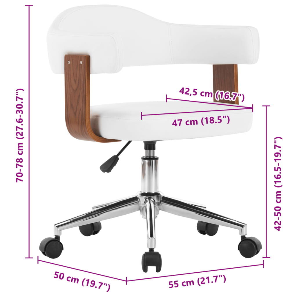 Sedie da Pranzo Girevoli 2 pz Bianche Legno Curvo e Similpelle - homemem39