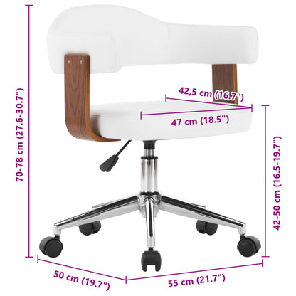 Sedie da Pranzo Girevoli 2 pz Bianche Legno Curvo e Similpelle - homemem39