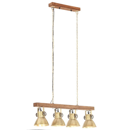 Lampada a Sospensione Industriale Ottone E27 Legno di Mango - homemem39