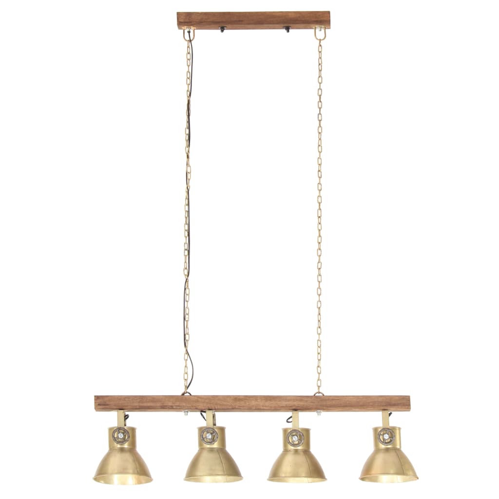 Lampada a Sospensione Industriale Ottone E27 Legno di Mango - homemem39