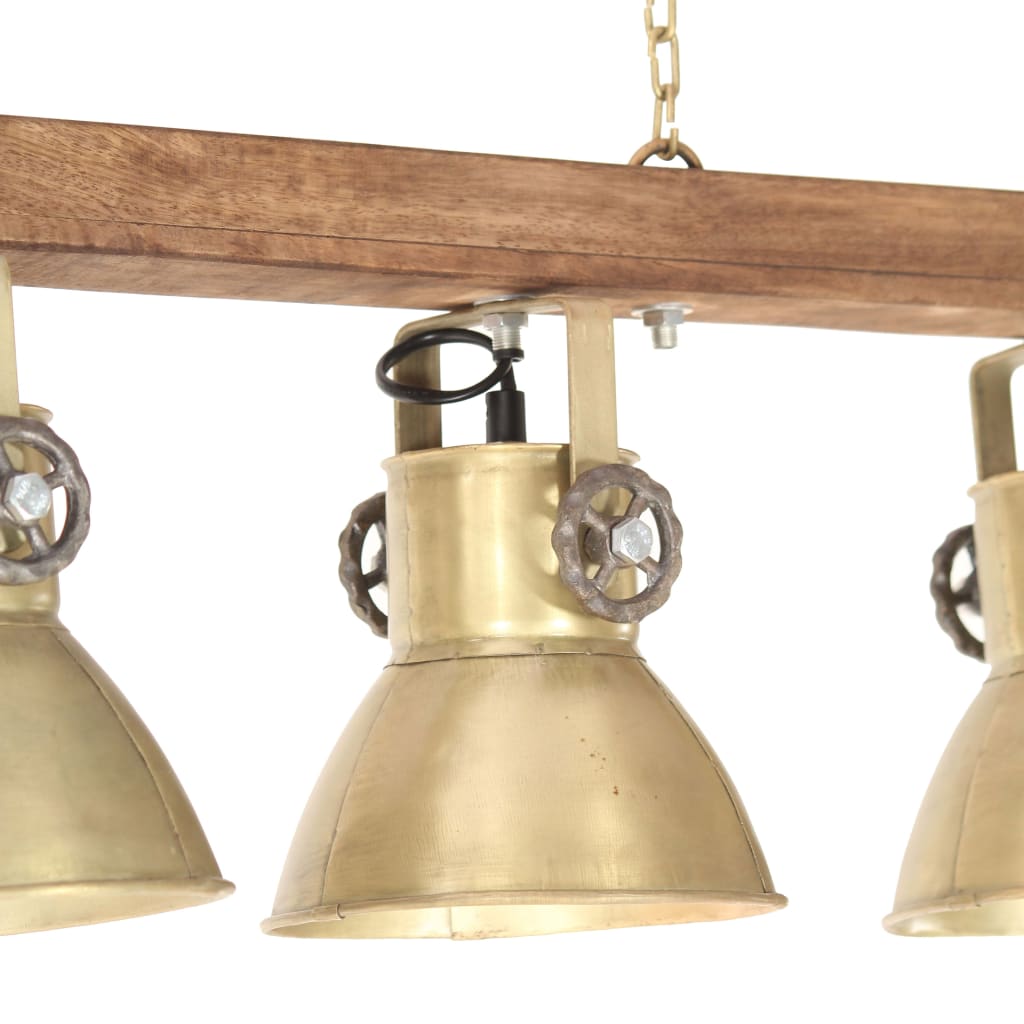 Lampada a Sospensione Industriale Ottone E27 Legno di Mango - homemem39